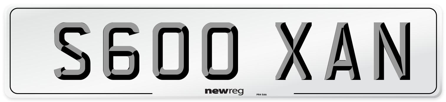 S600 XAN Number Plate from New Reg